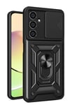 Mey İthalat®  Samsung Galaxy A15 4G Kılıf Pars Lens Yüzüklü Silikon - Siyah