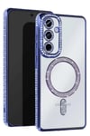 Mey İthalat®  Samsung Galaxy A16 5G Joke Simli Magneticsafe Kılıf - Mavi