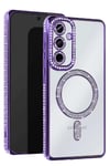 Mey İthalat®  Samsung Galaxy A17 5G Joke Simli Magneticsafe Kılıf - Derin Mor