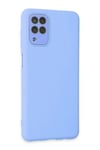 Mey İthalat®  Samsung Galaxy A22 Kılıf Lansman Glass Kapak - Mavi