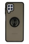 Mey İthalat®  Samsung Galaxy A22 Kılıf Montreal Yüzüklü Silikon Kapak - Siyah