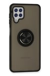 Mey İthalat®  Samsung Galaxy A22 Kılıf Montreal Yüzüklü Silikon Kapak - Siyah