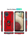Mey İthalat®  Samsung Galaxy A22 Kılıf Sofya Yüzüklü Silikon Kapak - Kırmızı