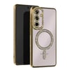 Mey İthalat®  Samsung Galaxy A25 5G Joke Simli Magneticsafe Kılıf - Gold