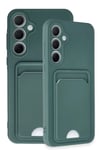 Mey İthalat®  Samsung Galaxy A35 5G Kılıf Kelvin Kartvizitli Silikon - Koyu Yeşil