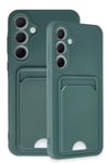 Mey İthalat®  Samsung Galaxy A35 5G Kılıf Kelvin Kartvizitli Silikon - Koyu Yeşil