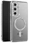 Mey İthalat®  Samsung Galaxy A37 5G Joke Simli Magneticsafe Kılıf - Gümüş