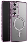 Mey İthalat®  Samsung Galaxy A37 5G Joke Simli Magneticsafe Kılıf - Derin Mor