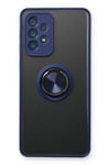 Mey İthalat®  Samsung Galaxy A53 5G Kılıf Montreal Yüzüklü Silikon Kapak - Lacivert