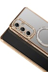 Mey İthalat®  Samsung Galaxy A57 5G Joke Simli Magneticsafe Kılıf - Gold