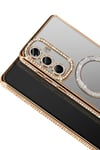 Mey İthalat®  Samsung Galaxy A57 5G Joke Simli Magneticsafe Kılıf - Gold