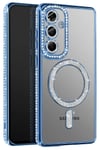 Mey İthalat®  Samsung Galaxy A57 5G Joke Simli Magneticsafe Kılıf - Mavi