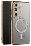 Mey İthalat®  Samsung Galaxy A57 5G Joke Simli Magneticsafe Kılıf - Gold
