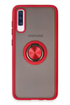 Mey İthalat®  Samsung Galaxy A70 Kılıf Montreal Yüzüklü Silikon Kapak - Kırmızı