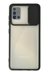 Mey İthalat®  Samsung Galaxy A71 Kılıf Palm Buzlu Kamera Sürgülü Silikon - Siyah
