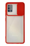 Mey İthalat®  Samsung Galaxy A71 Kılıf Palm Buzlu Kamera Sürgülü Silikon - Kırmızı