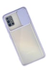 Mey İthalat®  Samsung Galaxy A71 Kılıf Palm Buzlu Kamera Sürgülü Silikon - Lila