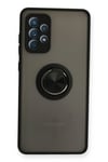 Mey İthalat®  Samsung Galaxy A72 Kılıf Montreal Yüzüklü Silikon Kapak - Siyah