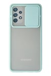 Mey İthalat®  Samsung Galaxy A72 Kılıf Palm Buzlu Kamera Sürgülü Silikon - Turkuaz