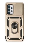 Mey İthalat®  Samsung Galaxy A72 Kılıf Pars Lens Yüzüklü Silikon - Gold