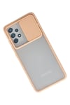 Mey İthalat®  Samsung Galaxy A72 Kılıf Palm Buzlu Kamera Sürgülü Silikon - Pembe