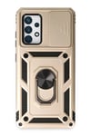 Mey İthalat®  Samsung Galaxy A72 Kılıf Pars Lens Yüzüklü Silikon - Gold