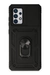 Mey İthalat®  Samsung Galaxy A72 Kılıf Pars Lens Yüzüklü Silikon - Siyah