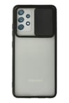 Mey İthalat®  Samsung Galaxy A72 Kılıf Palm Buzlu Kamera Sürgülü Silikon - Siyah