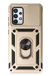 Mey İthalat®  Samsung Galaxy A73 5G Kılıf Pars Lens Yüzüklü Silikon - Gold