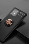 Mey İthalat®  Samsung Galaxy A91 / S10 Lite Kılıf Range Yüzüklü Silikon - Siyah-Gold