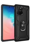 Mey İthalat®  Samsung Galaxy A91 / S10 Lite Kılıf Sofya Yüzüklü Silikon Kapak - Siyah