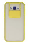 Mey İthalat®  Samsung Galaxy J7 Kılıf Palm Buzlu Kamera Sürgülü Silikon - Sarı