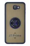 Mey İthalat®  Samsung Galaxy J7 Prime Kılıf Montreal Yüzüklü Silikon Kapak - Lacivert
