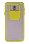 Mey İthalat®  Samsung Galaxy J7 Pro / J730 Kılıf Palm Buzlu Kamera Sürgülü Silikon - Sarı