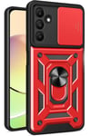 Mey İthalat®  Samsung Galaxy M15 Kılıf Pars Lens Yüzüklü Silikon - Kırmızı