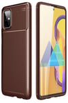 Mey İthalat®  Samsung Galaxy M51 Kılıf Auto Focus Karbon Kapak - Kahverengi