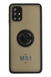 Mey İthalat®  Samsung Galaxy M51 Kılıf Montreal Yüzüklü Silikon Kapak - Siyah