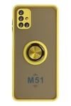 Mey İthalat®  Samsung Galaxy M51 Kılıf Montreal Yüzüklü Silikon Kapak - Sarı
