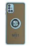 Mey İthalat®  Samsung Galaxy M51 Kılıf Montreal Yüzüklü Silikon Kapak - Buz Mavi