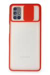 Mey İthalat®  Samsung Galaxy M51 Kılıf Palm Buzlu Kamera Sürgülü Silikon - Kırmızı