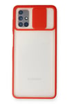 Mey İthalat®  Samsung Galaxy M51 Kılıf Palm Buzlu Kamera Sürgülü Silikon - Kırmızı