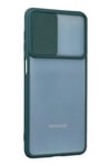 Mey İthalat®  Samsung Galaxy M52 5G Kılıf Palm Buzlu Kamera Sürgülü Silikon - Yeşil