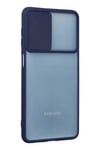 Mey İthalat®  Samsung Galaxy M52 5G Kılıf Palm Buzlu Kamera Sürgülü Silikon - Lacivert