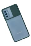 Mey İthalat®  Samsung Galaxy M52 5G Kılıf Palm Buzlu Kamera Sürgülü Silikon - Yeşil