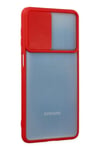 Mey İthalat®  Samsung Galaxy M52 5G Kılıf Palm Buzlu Kamera Sürgülü Silikon - Kırmızı