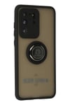 Mey İthalat®  Samsung Galaxy S20 Ultra Kılıf Montreal Yüzüklü Silikon Kapak - Siyah
