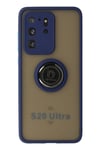 Mey İthalat®  Samsung Galaxy S20 Ultra Kılıf Montreal Yüzüklü Silikon Kapak - Lacivert