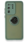 Mey İthalat®  Samsung Galaxy S20 Ultra Kılıf Montreal Yüzüklü Silikon Kapak - Yeşil