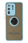Mey İthalat®  Samsung Galaxy S20 Ultra Kılıf Montreal Yüzüklü Silikon Kapak - Buz Mavi