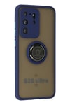 Mey İthalat®  Samsung Galaxy S20 Ultra Kılıf Montreal Yüzüklü Silikon Kapak - Lacivert